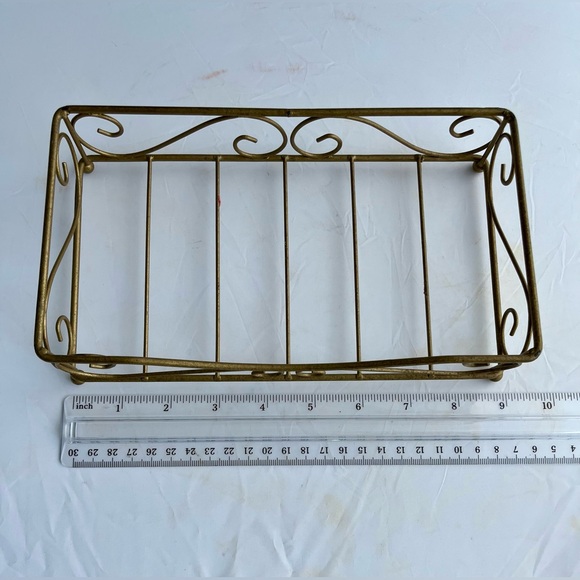 Vintage Gold Metal Scrolled Tissue Holder 9 x 5 x 2" - Picture 5 of 7